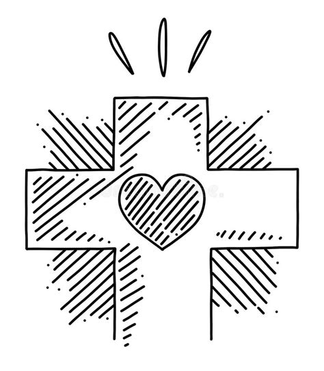 Religion Cross With A Heart In The Middle Stock Vector Illustration