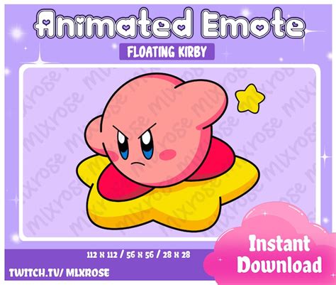 Floating Kirby Animated Emote For Twitch Streamers Discord Etsy