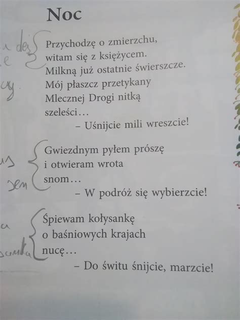 Wypisz Rodki Poetyckie Z Wiersza Noc Antoni Wic Klasa Brainly Pl