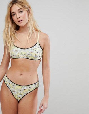 Bonds Daisy Print Boho Crop Bralette Brief Lingerie Set Asos