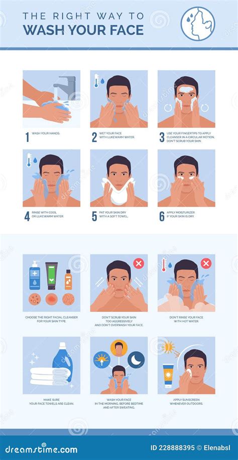 Como Lavar O Rosto Corretamente - A Maneira Certa De Lavar O Rosto Ilustração do Vetor - Ilustração de ...