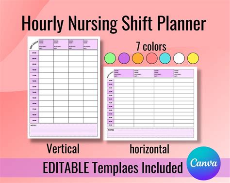 Hourly Nursing Shift Planner 4 Patient Medication And To Do Planner Day And Night Shift