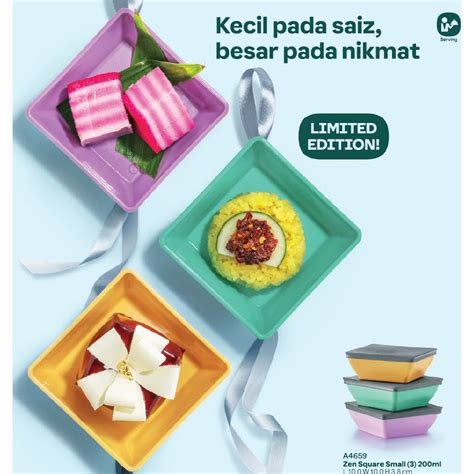 Tupperware Zen Square Small Pc Ml Shopee Thailand