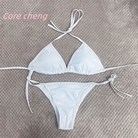 Bikini New Solid Color Split Swimsuit European And American Triangle High Waist Beach Swimsuit