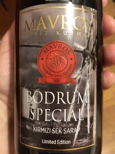 Kutman Mavros Bodrum Special Limited Edition Kirmizi Sek Şarap Vivino