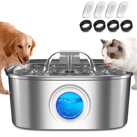 Yuwenus Cat Water Fountain L Oz Stainless Steel Pet Water