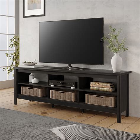 75 Inch Tv Stand Wood Media Console Storage Cabinet Black Entertainment Center Walmart Business