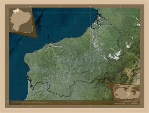 Esmeraldas Ecuador Low Res Satellite Labelled Points Of Cities Stock