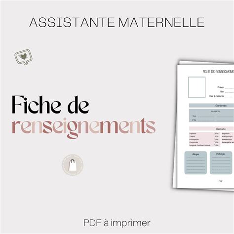 Fiche De Renseignements Assistante Maternelle Etsy France