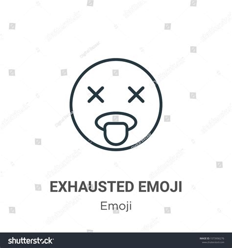 Exhausted Emoji Outline Vector Icon Thin Vector De Stock Libre De