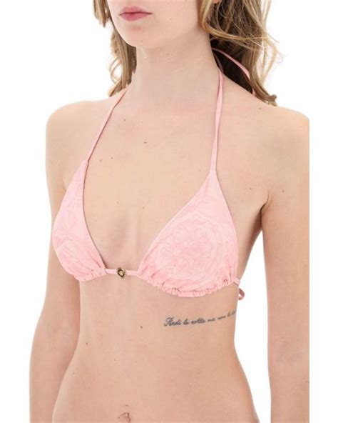 Versace Baroque Bikini Top In Pink Lyst