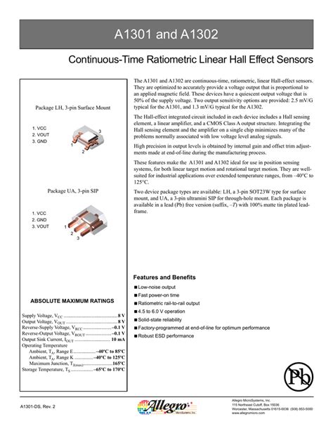 Allegro Microsystems A Kua T Hall Effect Sensor Volt Ma Pack Of