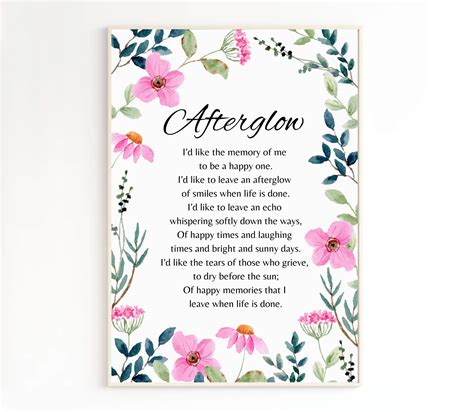 Afterglow Poem Funeral Poem Lost Loved One Poem in Memory - Etsy