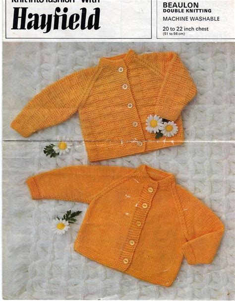 Vintage Knitting Pattern Baby Cardigans 2 Styles Raglan Hayfield 1084 Instant Download Knitting ...