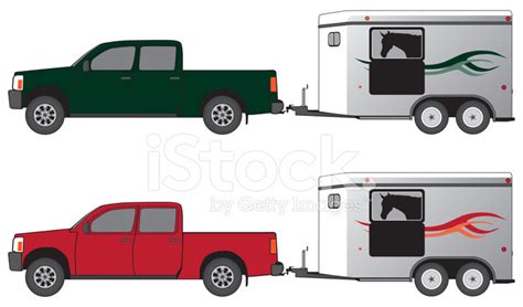 Pickup With Horse Trailer Stock Vector