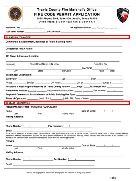 Tx Fire Code Permit Application Travis County Fill And Sign