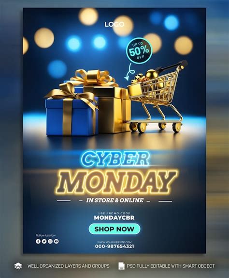 Psd Gratis Cyber Monday P Ster Y Folleto Promocional Tamplates De Redes