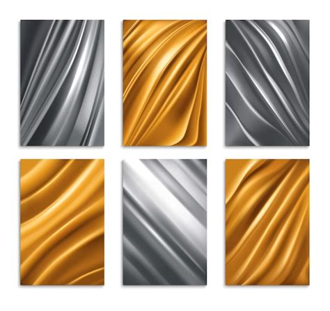 Free Vector Golden And Silver Foil Texture Realistic Set Isolated