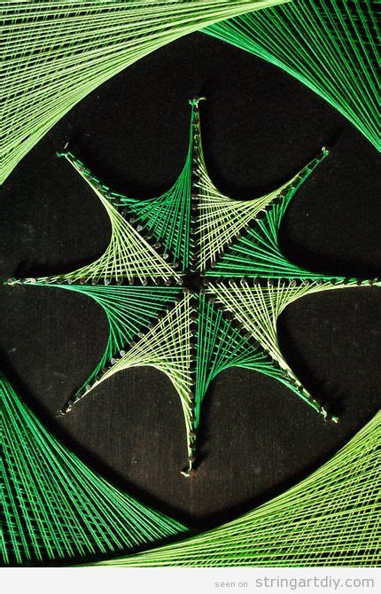 Geometric String Art in green tones | String Art DIY | Free patterns ...