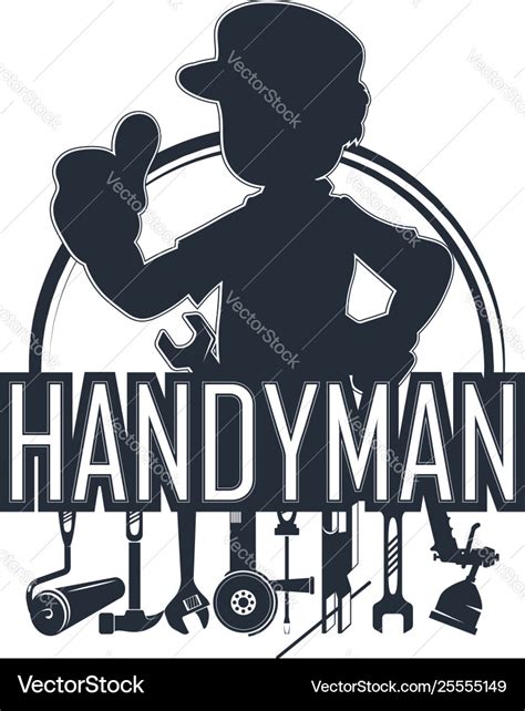 Handyman with a tool silhouette Royalty Free Vector Image