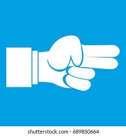 Hand Showing Two Fingers Icon White Stock Vector Royalty Free