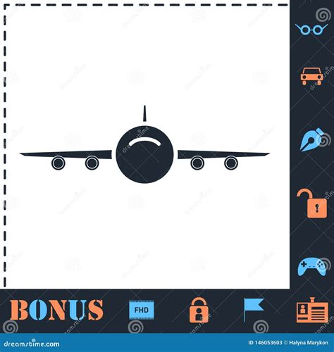 Aircraft Icon Flat Stock Vector Illustration Of Military 146053603