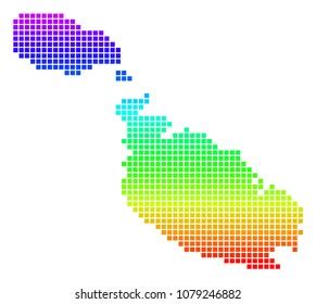 Spectrum Dotted Pixelated Malta Island Map Stock Vector Royalty Free