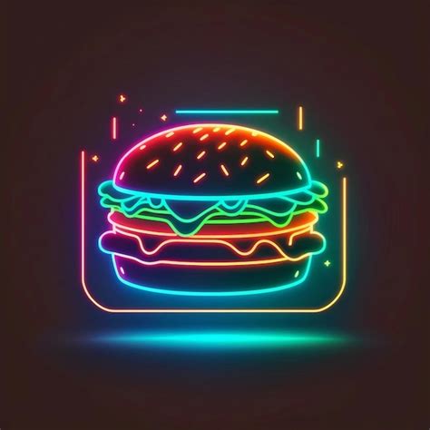 Premium Photo Neon Burger Illustration