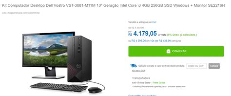 Kit Computador Desktop Dell Vostro VST 3681 M11M 10ª Geração Intel Core