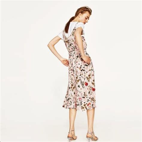 Zara Pants Jumpsuits Nwt Zara Nude Pink Floral Print Flowy Jumpsuit Poshmark
