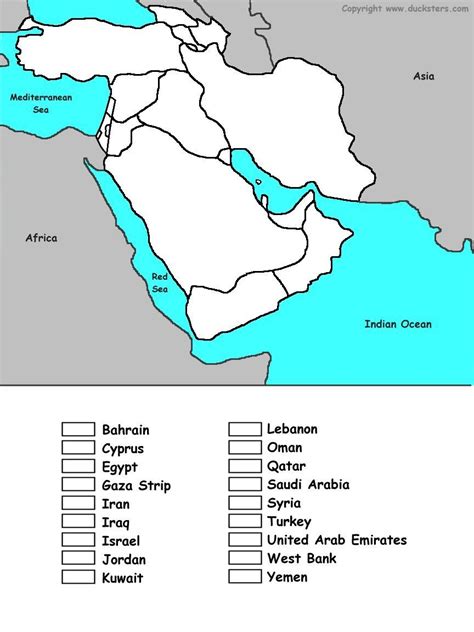 Middle East Geography Worksheets