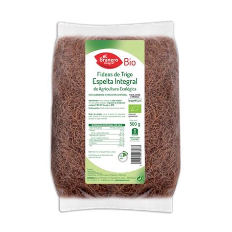 El Granero Integral Fideos Espelta Integral Bio Eco 500g PromoFarma