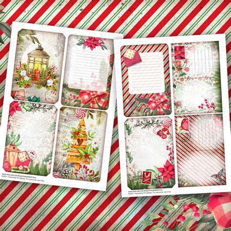 Traditional Christmas Junk Journal Printable Kit Holidays Etsy