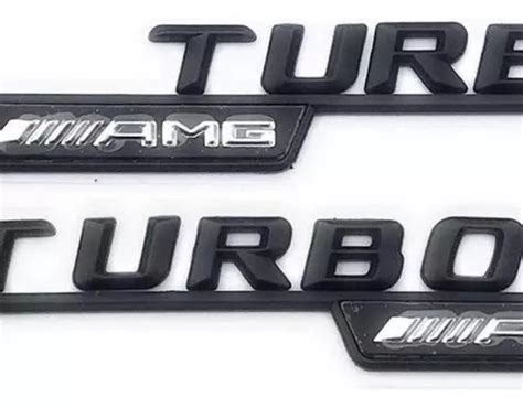 Emblema Mercedes Tipo 2 Pz Turbo Amg Negro negro Envío gratis