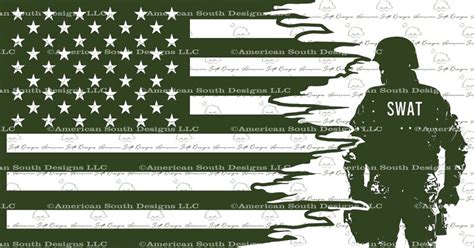 Tattered Flag With Swat Officer Digital Files Svg Ai Etsy