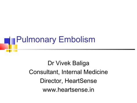 Pulmonary Embolism Diagnosis And Management Ppt