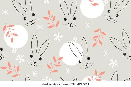 Seamless Pattern Bunny Rabbit Cartoons Cherry Stock Vector Royalty