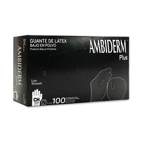 Guante Latex Ch Negro Plus Caja C 100 Pz Ambiderm 100100072 AMBIDERM