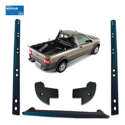 Kit 5 Moldura Caçamba Fiat Strada Cabine Simples 2010 2011