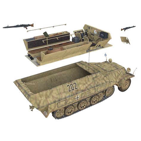 SD KFZ 251 1 Ausf D Half Track 202 3D Modell 119 3ds C4d Fbx