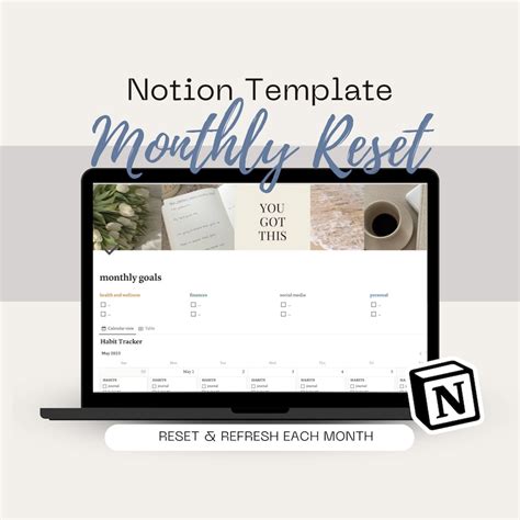 Monthly Reset Notion Template Notion Templates Monthly Goals And