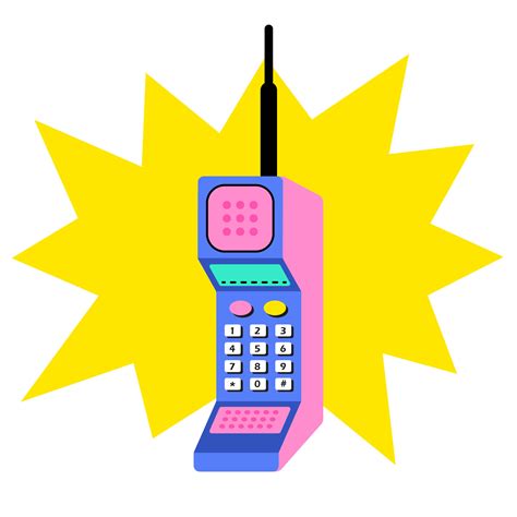 An old mobile phone from the 90s, 80s. Bright push-button phone in ...