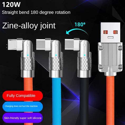 W A Super Fast Charge Type C Liquid Silicone Cable Rotate Charge