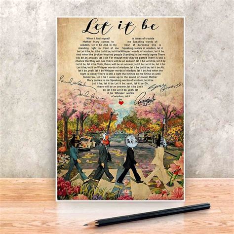 The Beatles Let It Be Poster Song Lyrics Beatles Music Etsy