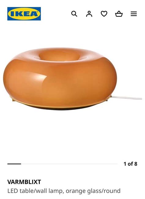 Ikea Varmblixt Table Wall Lamp Orange Donut Furniture Home Living