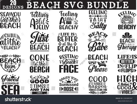 Beach Svg Bundle Summer Svg Bundle Royalty Free Stock Vector