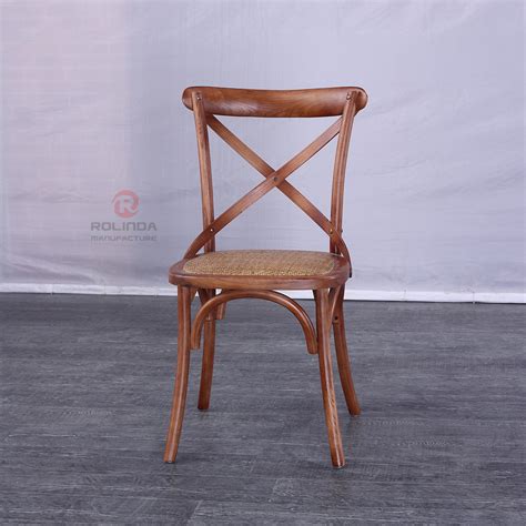 Wholesale Cross Back Chair Farmhouse Stackable Chairs Solid Wood Cross