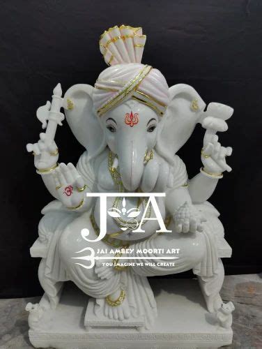 Traditional Hindu Gold Plated Marble God Ganesha Statue Home At Rs