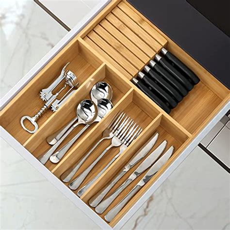 Vaefae Bamboo Silverware Organizer Utensil Holder For Drawer Wooden