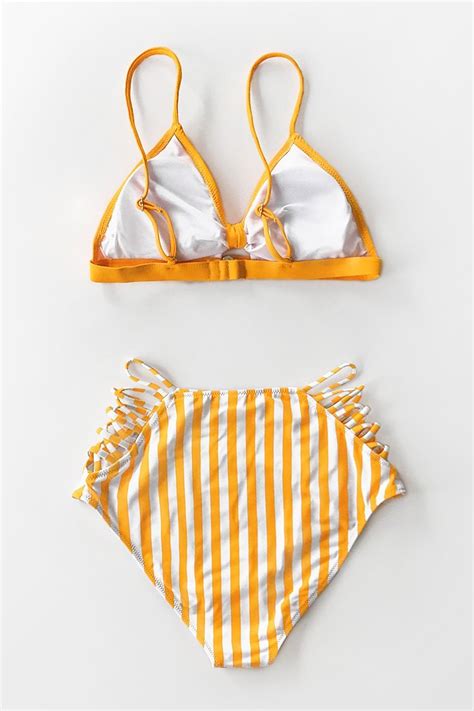 Orange And Strappy High Waisted Bikini